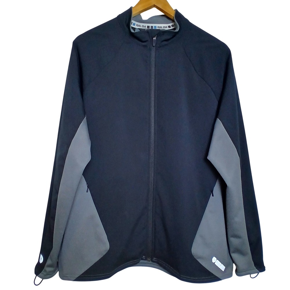 Pearl Izumi Men's XL Cycling Jacket Black Gray Full Zip Y2K Gorpcore Reflective